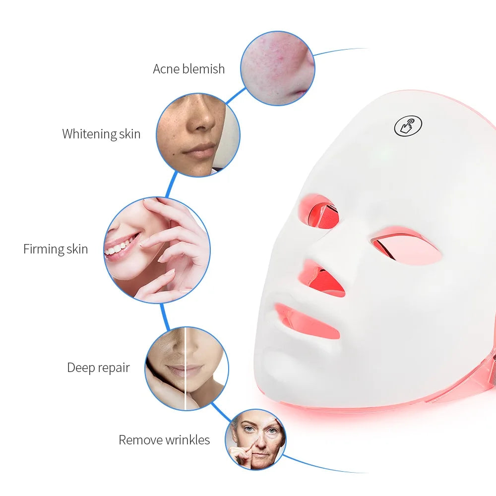 Mascarilla LED Facial para el cuidado de la piel, recargable