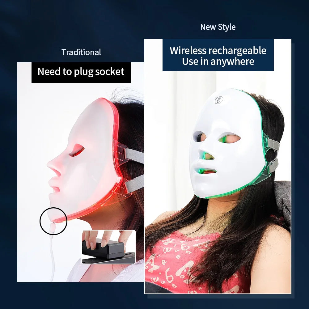 Mascarilla LED Facial para el cuidado de la piel, recargable
