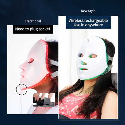 Mascarilla LED Facial para el cuidado de la piel, recargable